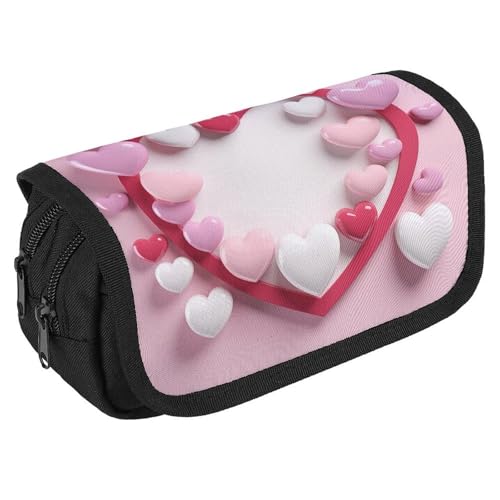TKJMCSW Federmäppchen mit großem Fassungsvermögen, mit Reißverschluss, Herzform, multifunktionales Federmäppchen mit 3 Fächern, Make-up-Tasche für Erwachsene, Stoff, Make-up-Tasche für Damen und TKJMCSW Federmäppchen mit großem Fassungsvermögen, mit Reißverschluss, Herzform, multifunktionales Federmäppchen mit 3 Fächern, Make-up-Tasche für Erwachsene, Stoff, Make-up-Tasche für Damen und von TKJMCSW