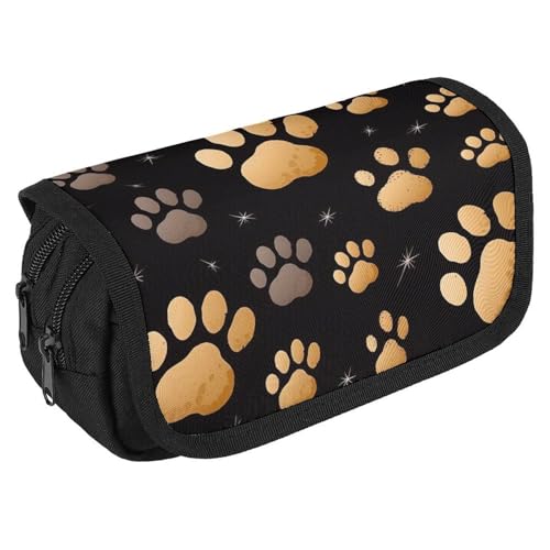 TKJMCSW Federmäppchen mit großem Fassungsvermögen, mit Reißverschluss, Hundepfote, multifunktionales Federmäppchen mit 3 Fächern, Make-up-Tasche für Erwachsene, Stoff, Make-up-Tasche für Damen und von TKJMCSW