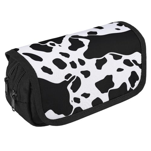 TKJMCSW Federmäppchen mit großem Fassungsvermögen, mit Reißverschluss, Kuh, multifunktionales Federmäppchen mit 3 Fächern, für Erwachsene, Stoff, Make-up-Tasche für Damen und Herren TKJMCSW Federmäppchen mit großem Fassungsvermögen, mit Reißverschluss, Kuh, multifunktionales Federmäppchen mit 3 Fächern, für Erwachsene, Stoff, Make-up-Tasche für Damen und Herren von TKJMCSW