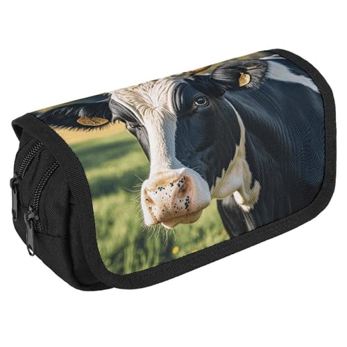 TKJMCSW Federmäppchen mit großem Fassungsvermögen, mit Reißverschluss, Motiv: Milchkuh, multifunktionales Federmäppchen mit 3 Fächern, für Erwachsene, Stoff, Make-up-Tasche für Damen und Herren TKJMCSW Federmäppchen mit großem Fassungsvermögen, mit Reißverschluss, Motiv: Milchkuh, multifunktionales Federmäppchen mit 3 Fächern, für Erwachsene, Stoff, Make-up-Tasche für Damen und Herren von TKJMCSW