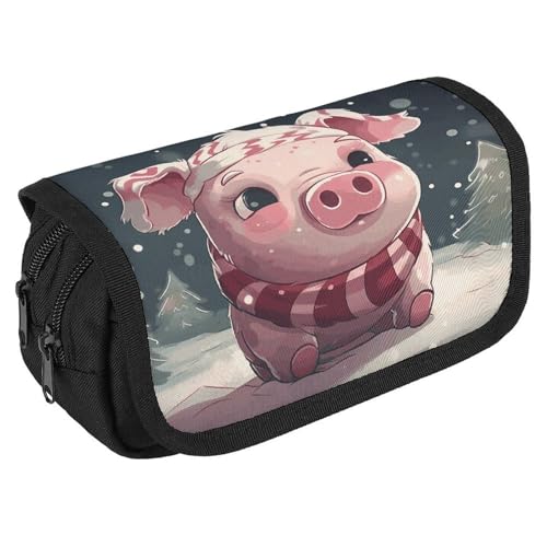 TKJMCSW Federmäppchen mit großem Fassungsvermögen, mit Reißverschluss, Motiv: Weihnachtsbaum, Schweinchen, multifunktionales Federmäppchen mit 3 Fächern, für Erwachsene, Stoff, Make-up-Tasche für TKJMCSW Federmäppchen mit großem Fassungsvermögen, mit Reißverschluss, Motiv: Weihnachtsbaum, Schweinchen, multifunktionales Federmäppchen mit 3 Fächern, für Erwachsene, Stoff, Make-up-Tasche für von TKJMCSW