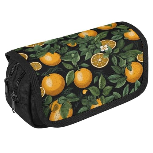 TKJMCSW Federmäppchen mit großem Fassungsvermögen, mit Reißverschluss, Orangen und Blättern, multifunktionales Federmäppchen mit 3 Fächern, für Erwachsene, Stoff, Make-up-Tasche für Damen und Herren TKJMCSW Federmäppchen mit großem Fassungsvermögen, mit Reißverschluss, Orangen und Blättern, multifunktionales Federmäppchen mit 3 Fächern, für Erwachsene, Stoff, Make-up-Tasche für Damen und Herren von TKJMCSW