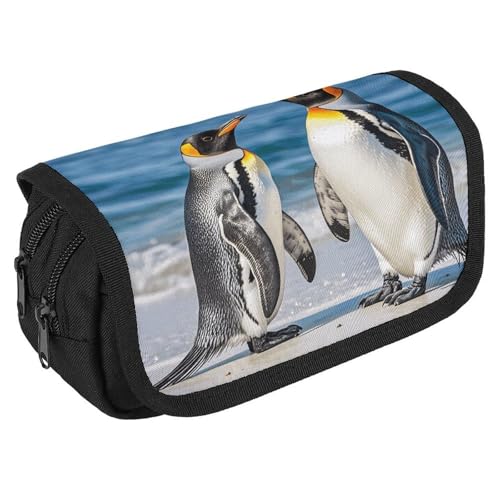 TKJMCSW Federmäppchen mit großem Fassungsvermögen, mit Reißverschluss, Pinguin und Meer, multifunktionales Federmäppchen mit 3 Fächern, Make-up-Tasche für Erwachsene, aus Stoff, für Damen und Herren TKJMCSW Federmäppchen mit großem Fassungsvermögen, mit Reißverschluss, Pinguin und Meer, multifunktionales Federmäppchen mit 3 Fächern, Make-up-Tasche für Erwachsene, aus Stoff, für Damen und Herren von TKJMCSW