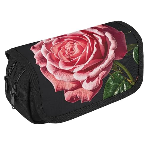 TKJMCSW Federmäppchen mit großem Fassungsvermögen, mit Reißverschluss, Rosenblüte vieler Fans, multifunktionales Federmäppchen mit 3 Fächern, Make-up-Tasche für Erwachsene, Stoff, für Damen und Herren von TKJMCSW