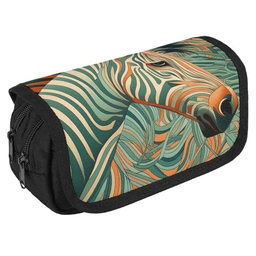 TKJMCSW Federmäppchen mit großem Fassungsvermögen, mit Reißverschluss, dekoratives Muster, multifunktionales Federmäppchen mit 3 Fächern, für Erwachsene, Stoff, Make-up-Tasche für Damen und Herren von TKJMCSW