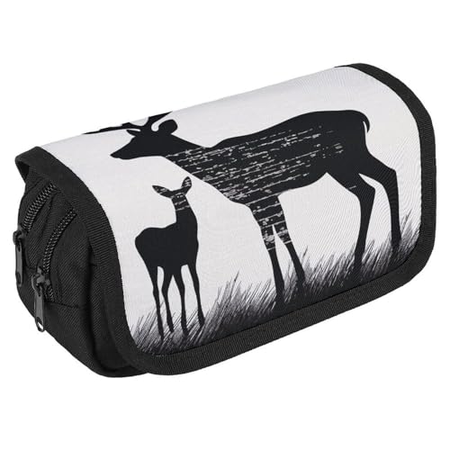 TKJMCSW Federmäppchen mit großem Fassungsvermögen, mit Reißverschluss, multifunktionales Federmäppchen mit 3 Fächern, Make-up-Tasche für Erwachsene, Stoff, Make-up-Tasche für Damen und Herren von TKJMCSW