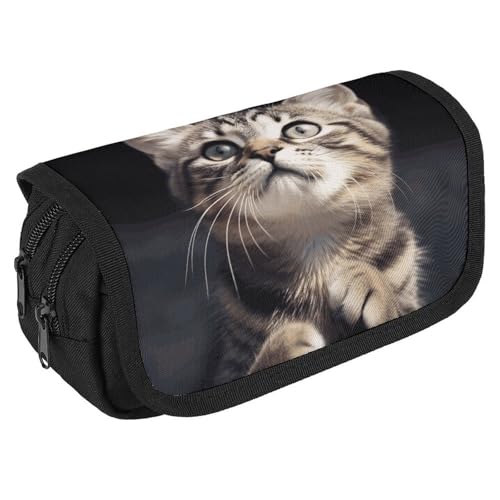 TKJMCSW Federmäppchen mit großem Fassungsvermögen, mit Reißverschluss, multifunktionales Federmäppchen mit 3 Fächern, Make-up-Tasche für Erwachsene, Stoff, Make-up-Tasche für Damen und Herren von TKJMCSW