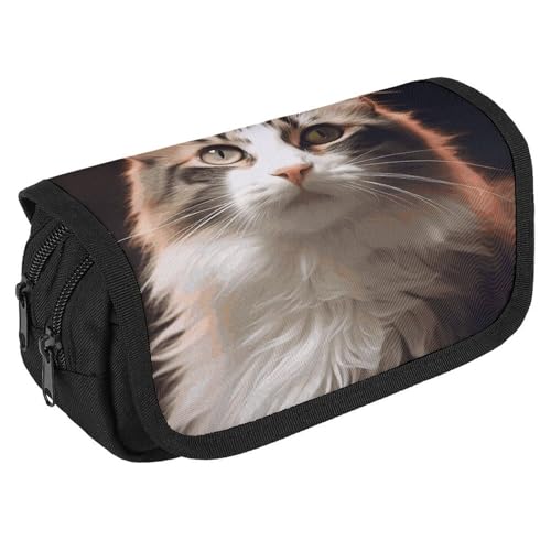 TKJMCSW Federmäppchen mit großem Fassungsvermögen, mit Reißverschluss, multifunktionales Federmäppchen mit 3 Fächern, Make-up-Tasche für Erwachsene, Stoff, Make-up-Tasche für Damen und Herren von TKJMCSW