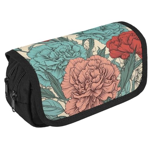 TKJMCSW Federmäppchen mit großem Fassungsvermögen, mit Reißverschluss, multifunktionales Federmäppchen mit 3 Fächern, Make-up-Tasche für Erwachsene, Stoff, für Damen und Herren von TKJMCSW