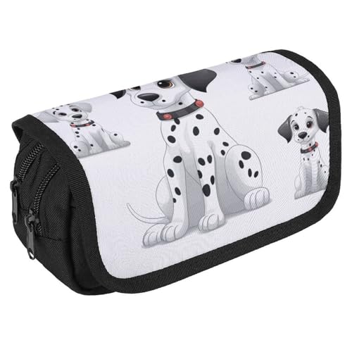 TKJMCSW Federmäppchen mit großem Fassungsvermögen, mit Reißverschluss, niedliches Dalmatiner-Federmäppchen, multifunktionales Federmäppchen mit 3 Fächern, Make-up-Tasche für Erwachsene, aus Stoff, für TKJMCSW Federmäppchen mit großem Fassungsvermögen, mit Reißverschluss, niedliches Dalmatiner-Federmäppchen, multifunktionales Federmäppchen mit 3 Fächern, Make-up-Tasche für Erwachsene, aus Stoff, für von TKJMCSW