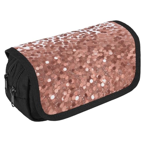 TKJMCSW Federmäppchen mit großem Fassungsvermögen, mit Reißverschluss, rotgoldenes Glitzer, multifunktionales Federmäppchen mit 3 Fächern, Make-up-Tasche für Erwachsene, Stoff, Make-up-Tasche für von TKJMCSW