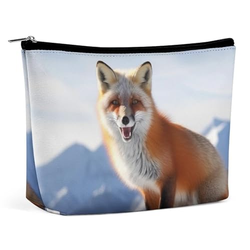 TKJMCSW Fox Kosmetiktasche für Damen und Herren, wasserdicht, Reise-Kulturbeutel, große Kapazität, Make-up-Tasche, PU-Leder, niedliche Make-up-Tasche, tragbare Reisetasche für Toilettenartikel von TKJMCSW