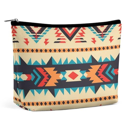 TKJMCSW Indianer-Kosmetiktasche für Damen und Herren, wasserdicht, Reise-Kulturbeutel, große Kapazität, Make-up-Tasche, PU-Leder, niedliche Make-up-Tasche, tragbare Reisetasche für Toilettenartikel von TKJMCSW