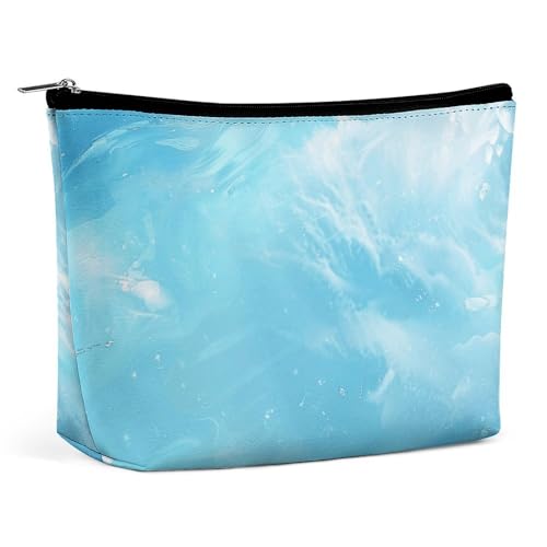 TKJMCSW Kosmetiktasche für Damen und Herren, wasserdicht, Reise-Kulturbeutel, große Kapazität, Make-up-Tasche, PU-Leder, niedliche Make-up-Tasche, tragbare Reisetasche für Toilettenartikel, Hellblau von TKJMCSW