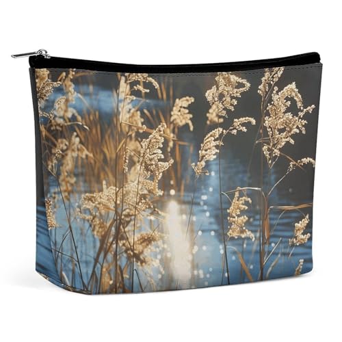 TKJMCSW Reeds on The Water Kosmetiktasche für Damen und Herren, wasserdicht, Reise-Kulturbeutel, große Kapazität, Make-up-Tasche, PU-Leder, niedliche Make-up-Tasche, tragbare Reisetasche für von TKJMCSW