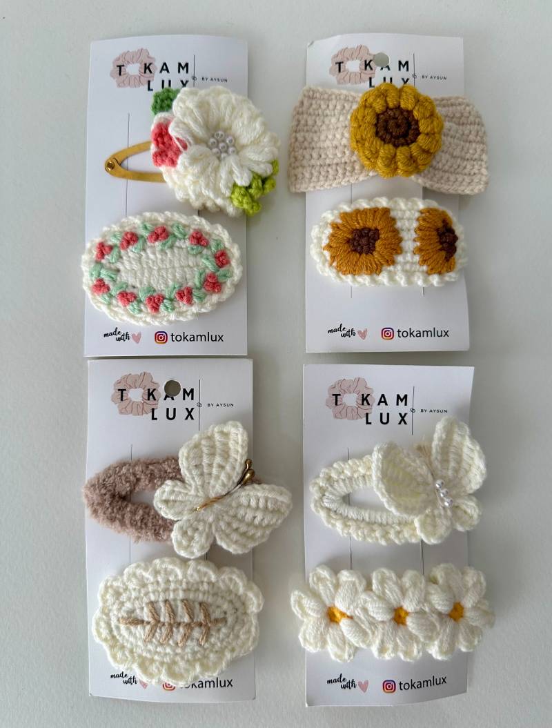 Kinder Haarspangen Häkel Spangen Handmade Gestrickte Ballonspangen Haaraccessoire von TKLUX