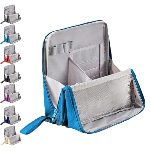 Doresty Makeup Bag, Multi-Purpose Large Capacity Oxford Cloth Standing Makeups Bag, Standing Makeup Bag – Portable, Large Capacity, Waterproof Makeups Organizer with Compartments (Blue) von TKNIBEEN