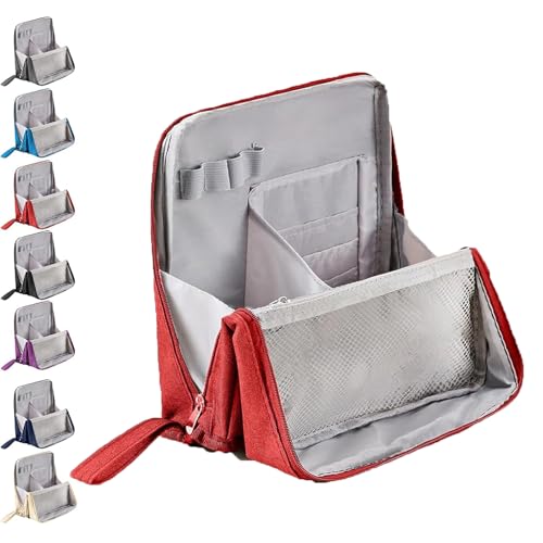 Doresty Makeup Bag, Multi-Purpose Large Capacity Oxford Cloth Standing Makeups Bag, Standing Makeup Bag – Portable, Large Capacity, Waterproof Makeups Organizer with Compartments (Red) von TKNIBEEN