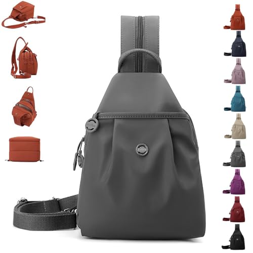 TKNIBEEN Waterproof 2-Way Commuter Bag, Sling Purses for Women, Leather Sling Bag, Convertible Backpack Tote, Comfortables Carrying (Grey) von TKNIBEEN