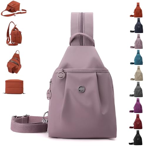 TKNIBEEN Waterproof 2-Way Commuter Bag, Sling Purses for Women, Leather Sling Bag, Convertible Backpack Tote, Comfortables Carrying (Pink) von TKNIBEEN