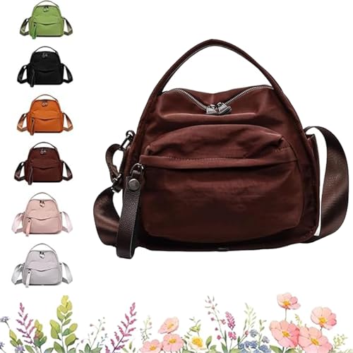 Veluna Shoulder Bag, Veluna Crossbody Shoulder Bag, Solid Zipper Handbag, Lightweight Large Capacitys (Coffee) von TKNIBEEN