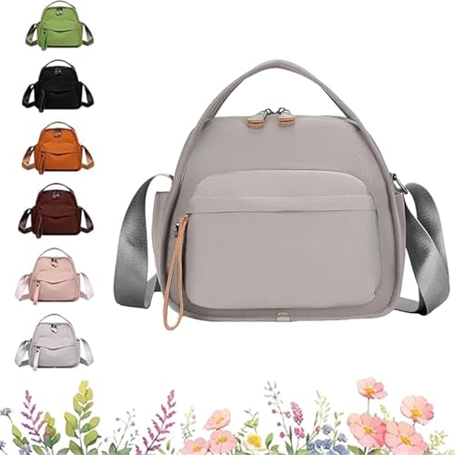 Veluna Shoulder Bag, Veluna Crossbody Shoulder Bag, Solid Zipper Handbag, Lightweight Large Capacitys (Gray) von TKNIBEEN
