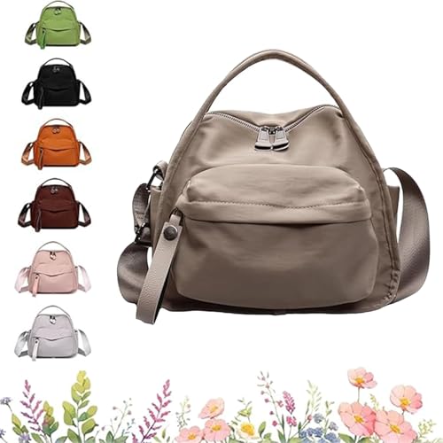 Veluna Shoulder Bag, Veluna Crossbody Shoulder Bag, Solid Zipper Handbag, Lightweight Large Capacitys (Khaki) von TKNIBEEN