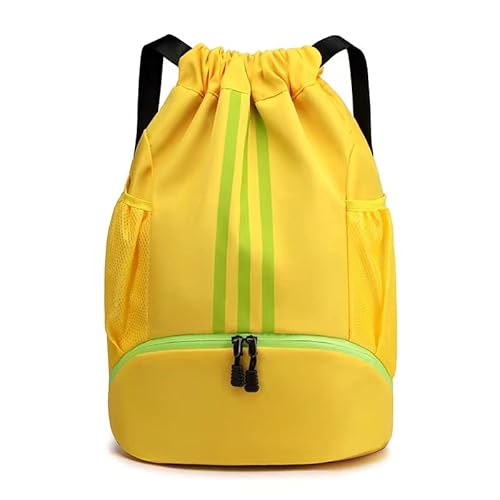 TKTTBD Turnbeutel für Damen & Herren-Sporttasche Aus Nylon Mit Kordelzug,Beutel Rucksack,Rucksack mit Kordelzug,Sportbeutel, Gym Bag, Rucksackbeutel für Sport und Reisen (Gelb) von TKTTBD