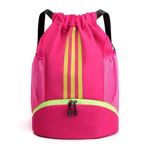 TKTTBD Turnbeutel für Damen & Herren-Sporttasche Aus Nylon Mit Kordelzug,Beutel Rucksack,Rucksack mit Kordelzug,Sportbeutel, Gym Bag, Rucksackbeutel für Sport und Reisen (Rosa) von TKTTBD