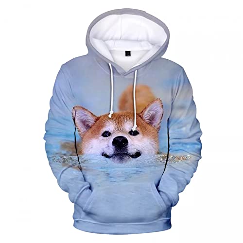 Unisex Druck Kapuzenpullover Hoodie Shiba Inu Animal Sweatshirt Männer Frauen Casual Hoodies Pullover Streetwear Tops Männliches Sweatshirt Print Shiba Inu Hoodie-XXL von TKWNB