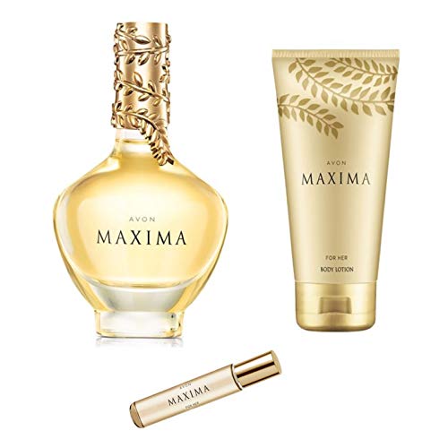 Avon Parfum Set 3 Teile Maxima Eau de Parfum 50ml Taschenspray 10ml und Bodylotion 150ml für Damen verführerischer Duft. von TKYT