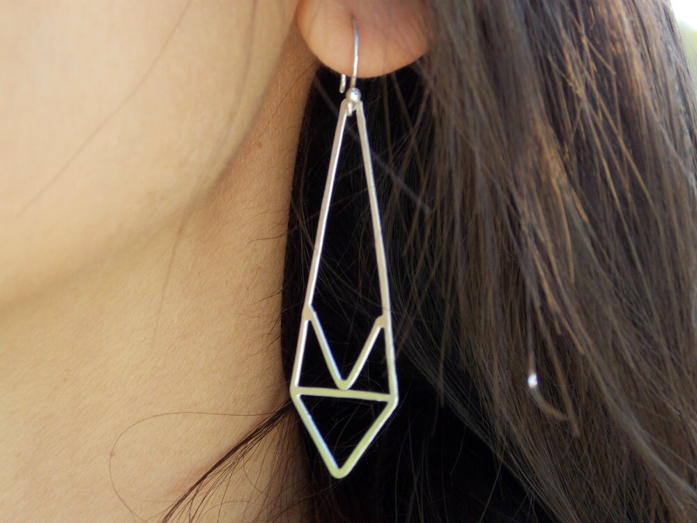 Gehämmerte Sterling Silber Ohrringe - "Chevron Ohrringe' Gehämmerte Sterling Silber Ohrringe - "Chevron Ohrringe' von TKittenShop