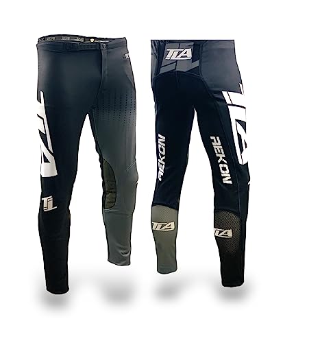 TLA REKON Motorradhose Trial und MTB | Motorradhose für Herren | Offroad Motorradbekleidung | Trial Hose für Herren | BMX-Hose, Grau / Schwarz, M von TLA TROOPS LEGEND RACING APPAREL