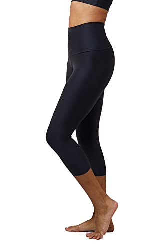 TLC Sport | Cropped-Workout-Leggings mit Bauchkontrolle | extra starke Kompression | schnell trocknendes Sportgewebe | Schwarz, Schwarz , 44-46 von TLC Sport