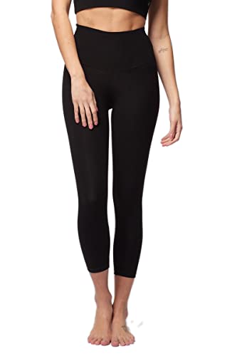 TLC Sport Damen Bauchkontrolle mit Figur Straffende Standard Taille Crop Hose/Kurze Leggings Schwarz X-Small (36) von TLC Sport