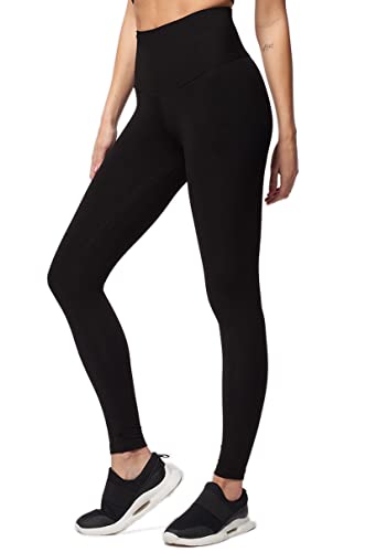 TLC Sport | Figurstraffende schwarze Fitness-Leggings für Damen | Bauchkontrolle Standard Taille Kompressionsleggings, Schwarz , 44 von TLC Sport