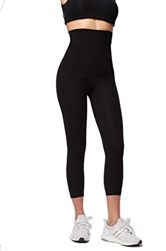 TLC Sport Women's Tummy Control with Figure Firming High Waist Crop Pant/Cropped Leggings-Black-Small (38) von TLC Sport