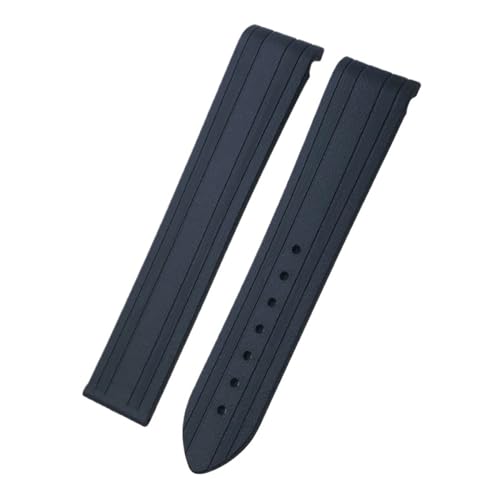 TLCBAZCF 18 mm 19 mm 20 mm Uhrenarmband aus Gummi und Silikon mit gebogenem Ende, kompatibel mit Omega Seamaster 300 Speedmaster AT150 Uhrenarmband, Faltschließe(Black,20mm) von TLCBAZCF