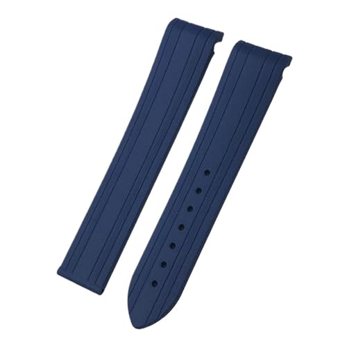 TLCBAZCF 18 mm 19 mm 20 mm Uhrenarmband aus Gummi und Silikon mit gebogenem Ende, kompatibel mit Omega Seamaster 300 Speedmaster AT150 Uhrenarmband, Faltschließe(Blue,18mm) von TLCBAZCF