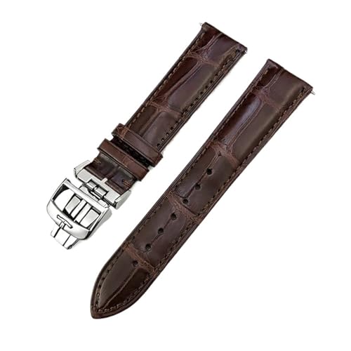 TLCBAZCF 19 mm 20 mm 21 mm 22 mm 23 mm weiches Krokodil-Uhrenarmband, kompatibel mit Jaeger-LeCoultre Master Alligator-Lederarmband(Brown-Silver,20mm) von TLCBAZCF
