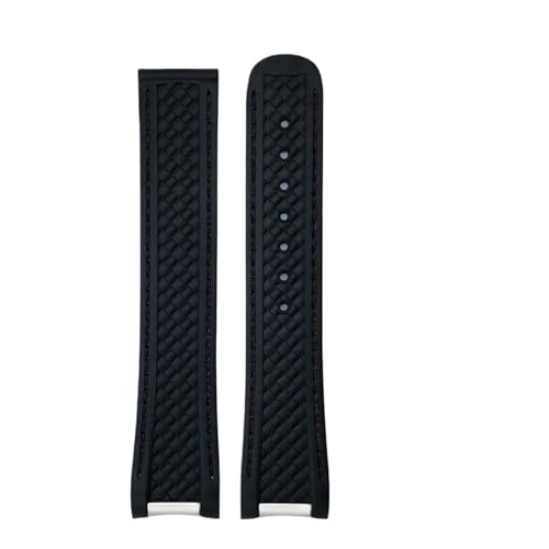 TLCBAZCF 19 mm 20 mm 21 mm Fluorkautschuk FKM Weiches Uhrenarmband Kompatibel mit Omega Aqua Terra 150M AT150 Seamaster Buntes Uhrenarmband Verbesserte Schnalle(Black black,20mm) von TLCBAZCF