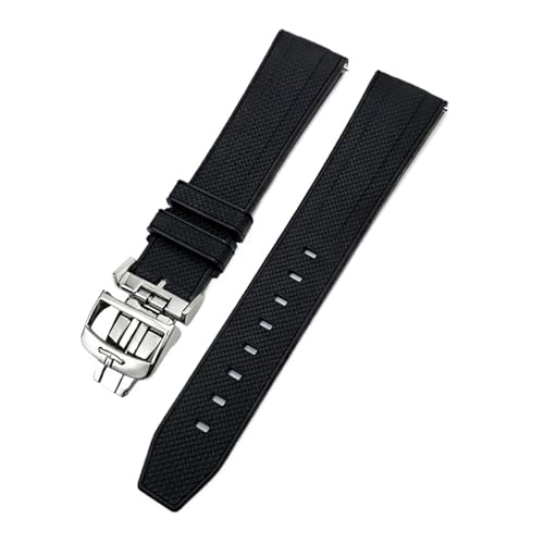 TLCBAZCF 19 mm 20 mm weiches FMK-Fluorkautschuk-Uhrenarmband, kompatibel mit Longines Jaeger-LeCoultre Master-Uhrenarmband, Schwarz, Gelb, Grün(Black,20mm) von TLCBAZCF