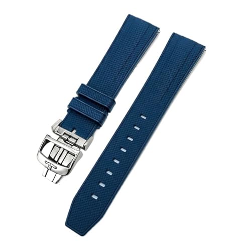 TLCBAZCF 19 mm 20 mm weiches FMK-Fluorkautschuk-Uhrenarmband, kompatibel mit Longines Jaeger-LeCoultre Master-Uhrenarmband, Schwarz, Gelb, Grün(Blue,20mm) von TLCBAZCF