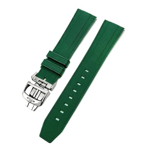 TLCBAZCF 19 mm 20 mm weiches FMK-Fluorkautschuk-Uhrenarmband, kompatibel mit Longines Jaeger-LeCoultre Master-Uhrenarmband, Schwarz, Gelb, Grün(Green,19mm) von TLCBAZCF