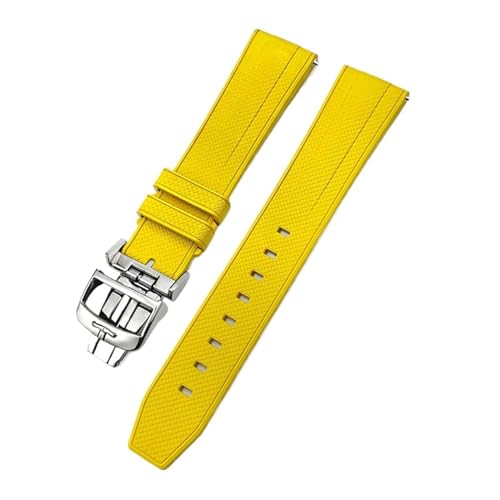 TLCBAZCF 19 mm 20 mm weiches FMK-Fluorkautschuk-Uhrenarmband, kompatibel mit Longines Jaeger-LeCoultre Master-Uhrenarmband, Schwarz, Gelb, Grün(Yellow,20mm) von TLCBAZCF