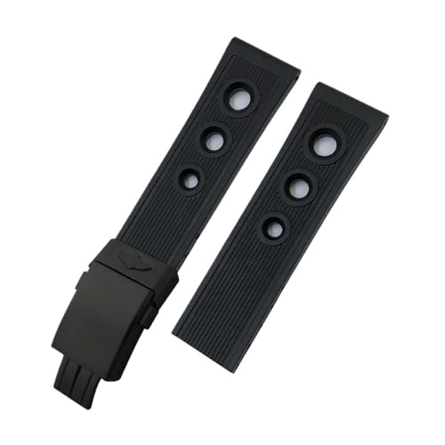 TLCBAZCF 20 mm 21 mm 22 mm 23 mm 24 mm Silikonkautschuk-Armband, kompatibel mit Breitling Avenger Heritage Superocean-Uhrenarmband(Black-Black Style 2,24mm) von TLCBAZCF