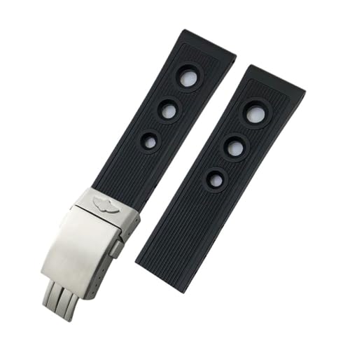 TLCBAZCF 20 mm 21 mm 22 mm 23 mm 24 mm Silikonkautschuk-Armband, kompatibel mit Breitling Avenger Heritage Superocean-Uhrenarmband(Black-Silver Style 2,22mm) von TLCBAZCF