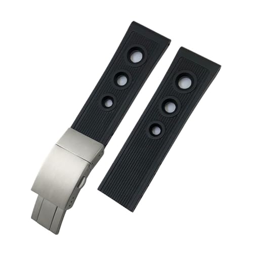 TLCBAZCF 20 mm 21 mm 22 mm 23 mm 24 mm Silikonkautschuk-Armband, kompatibel mit Breitling Avenger Heritage Superocean-Uhrenarmband(Black-Silver Style 3,21mm) von TLCBAZCF
