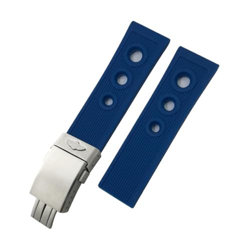 TLCBAZCF 20 mm 21 mm 22 mm 23 mm 24 mm Silikonkautschuk-Armband, kompatibel mit Breitling Avenger Heritage Superocean-Uhrenarmband(Blue-Silver Style 2,23mm) von TLCBAZCF