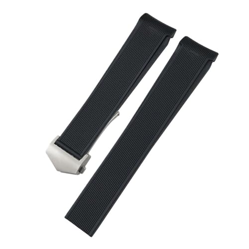 TLCBAZCF 20 mm 22 mm Naturkautschuk-Silikon-Uhrenarmband, kompatibel mit Tag Heuer CARRERA AQUARACER 300 Taucherarmband, schwarz-braunes Uhrenarmband(Black-Silver Buckle,22mm) von TLCBAZCF